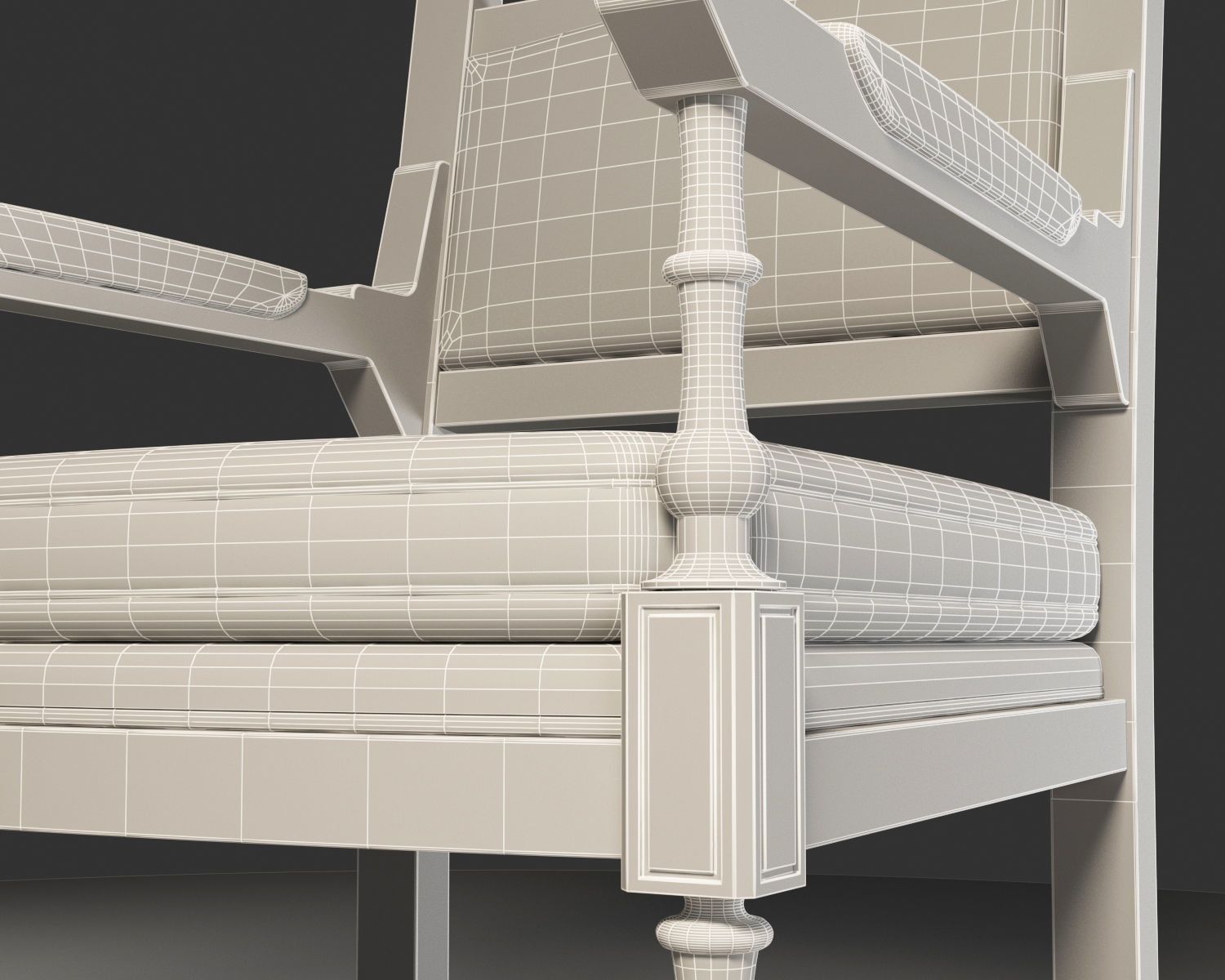 Hornbeam wooden Medieval Chair 3D model_3