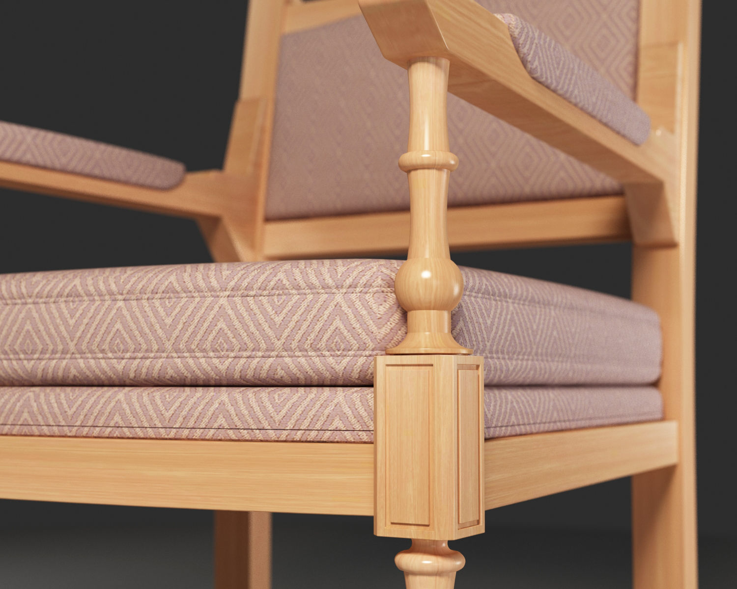 Hornbeam wooden Medieval Chair 3D model_2