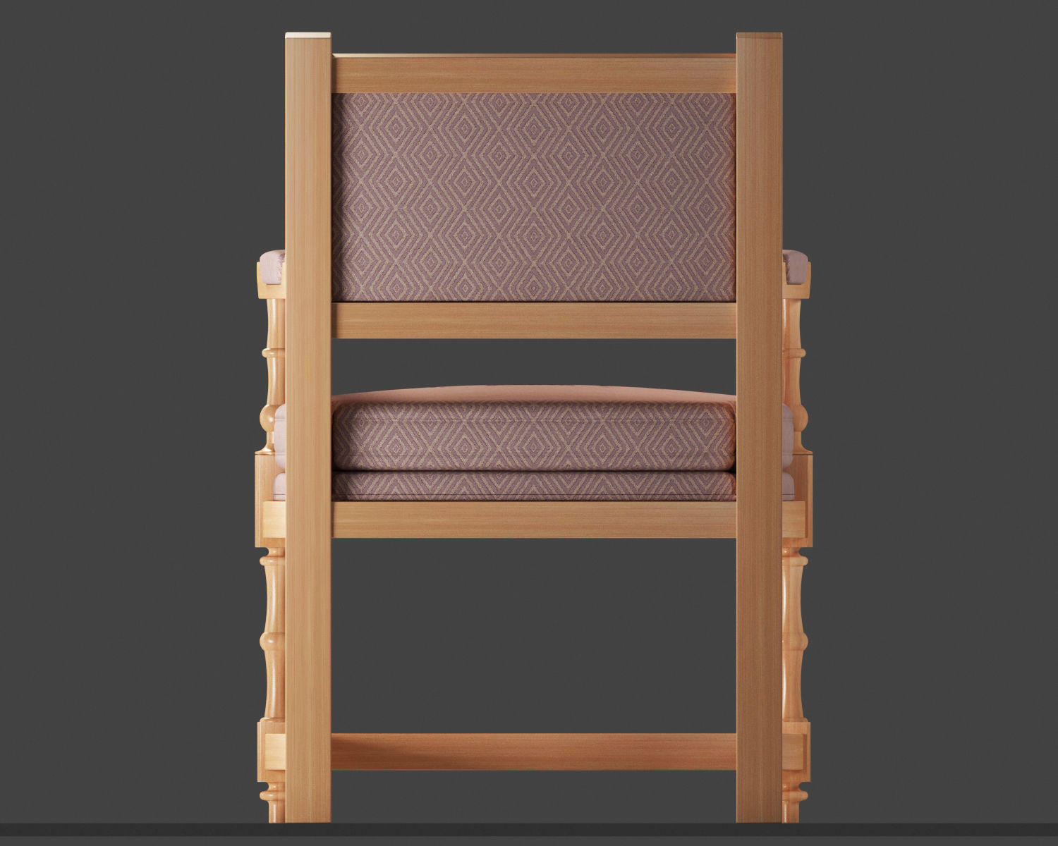 Hornbeam wooden Medieval Chair 3D model_9
