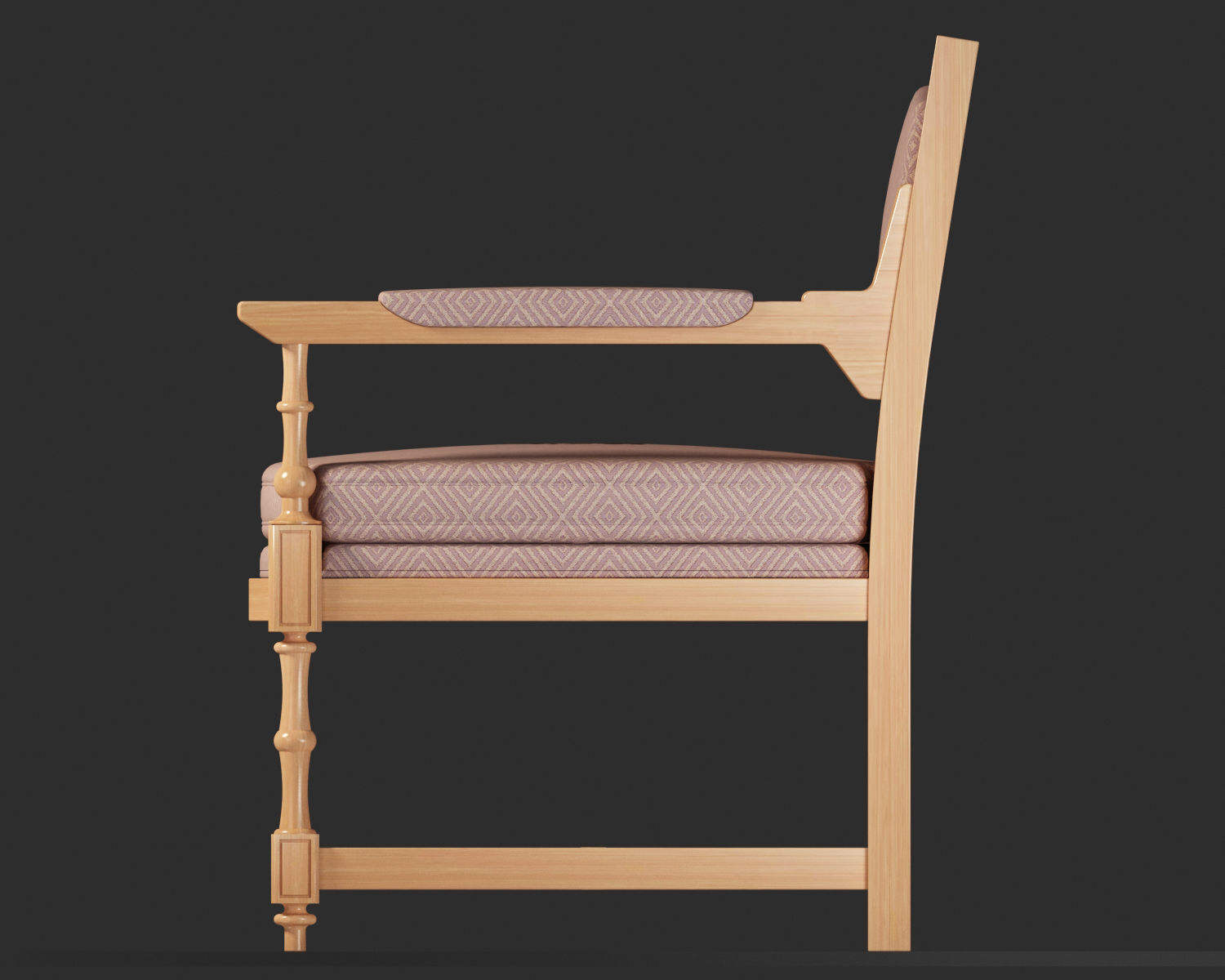 Hornbeam wooden Medieval Chair 3D model_11