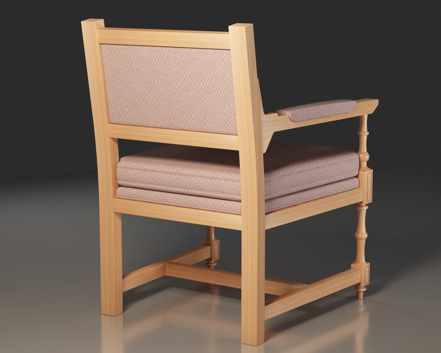 Hornbeam wooden Medieval Chair 3D model_5