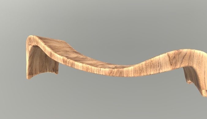 Wooden long chair Low-poly 3D model