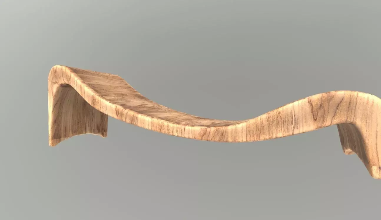 Wooden long chair Low-poly 3D model