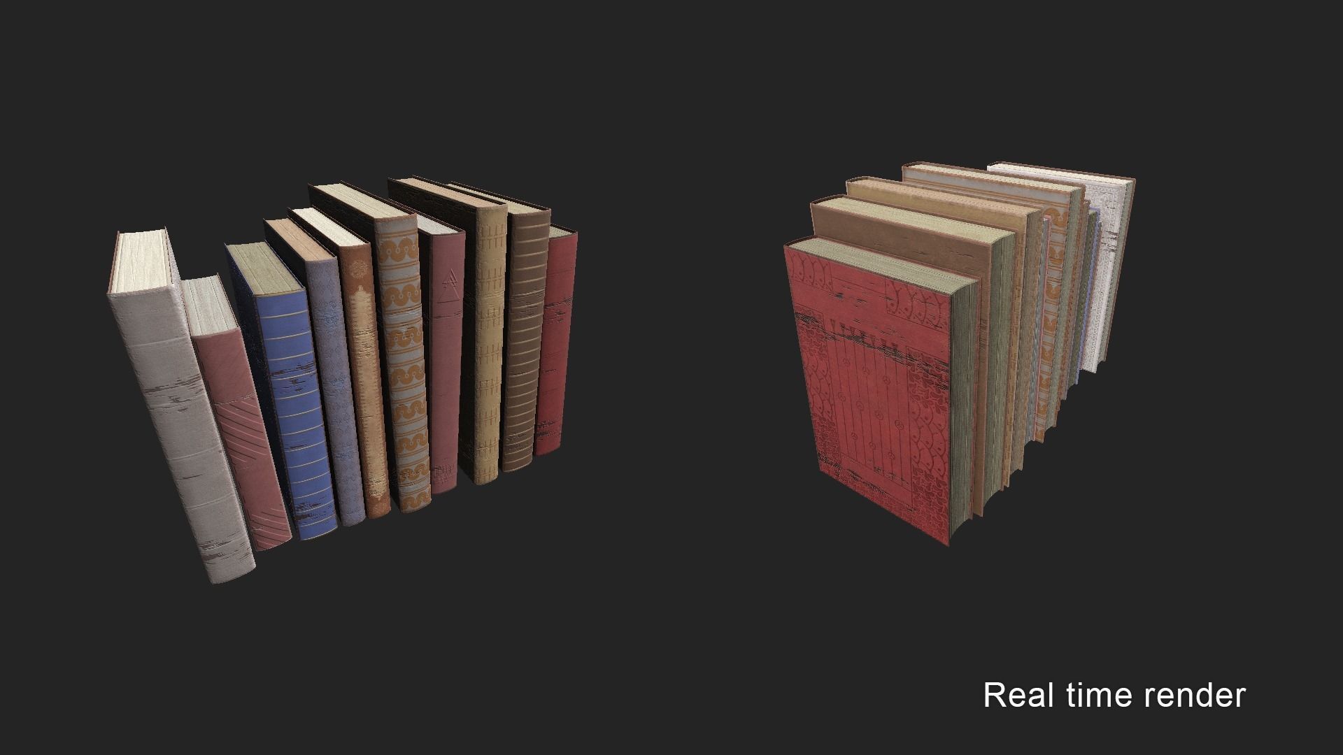 Old Books PBR pack Low-poly 3D model_2