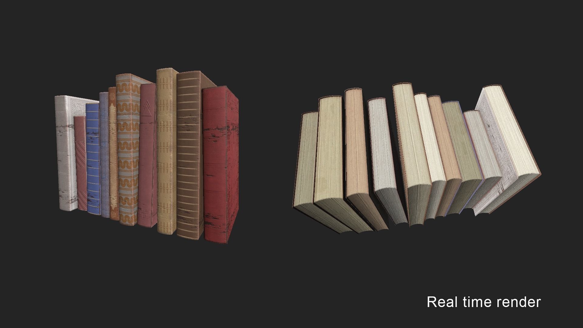 Old Books PBR pack Low-poly 3D model_4