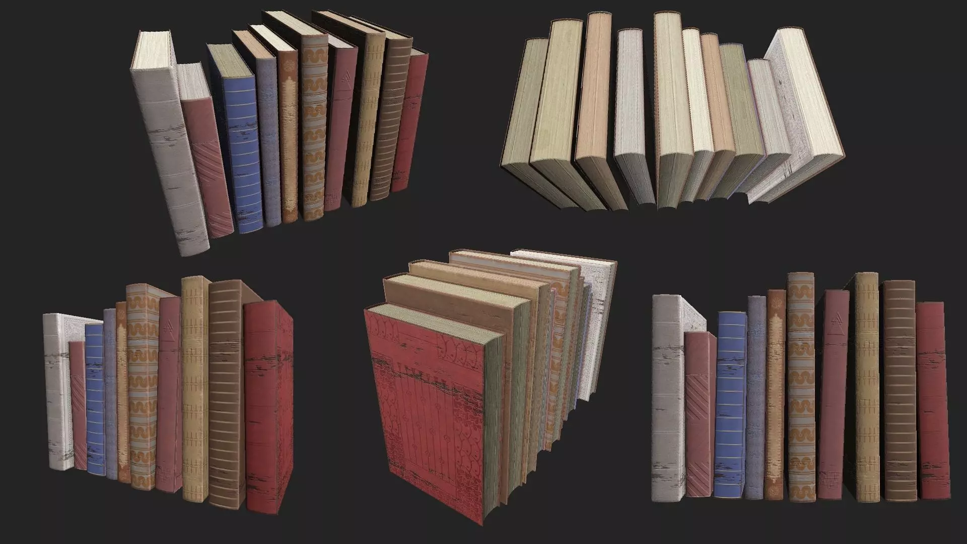Old Books PBR pack Low-poly 3D model_0