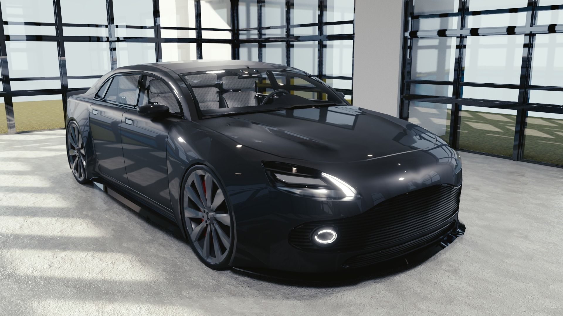 BLENDER EEVEE Brandless Small 4 door sedan Low-poly 3D model_2