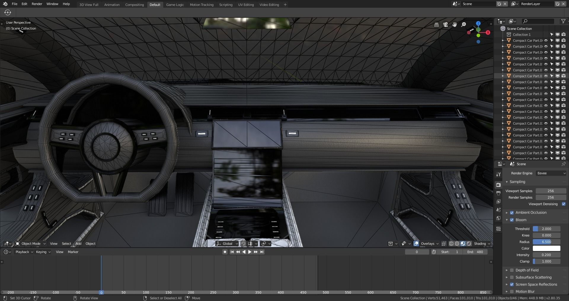 BLENDER EEVEE Brandless Small 4 door sedan Low-poly 3D model_14