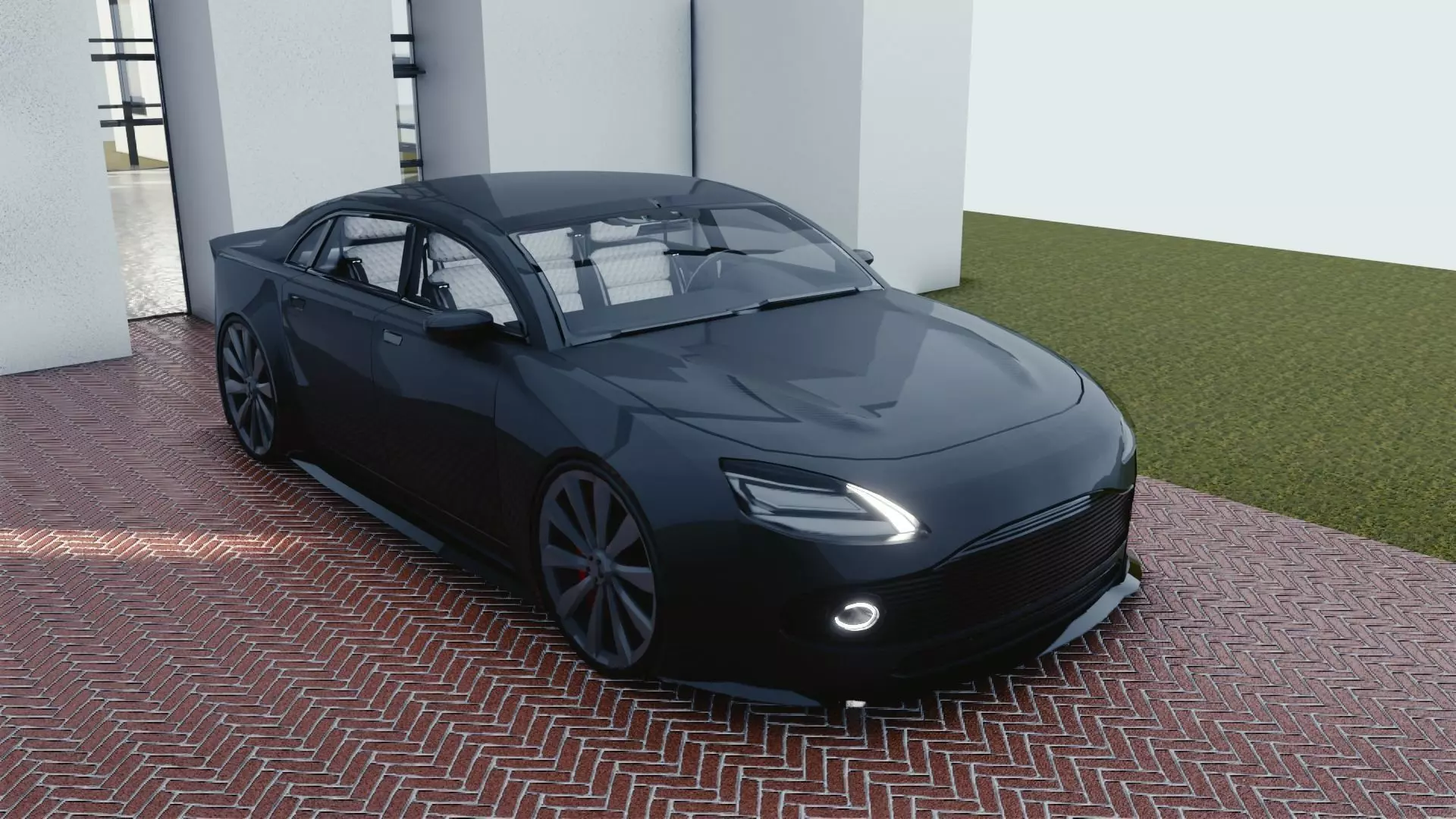 BLENDER EEVEE Brandless Small 4 door sedan Low-poly 3D model_0