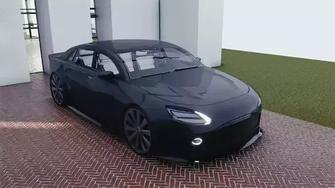 BLENDER EEVEE Brandless Small 4 door sedan Low-poly 3D model