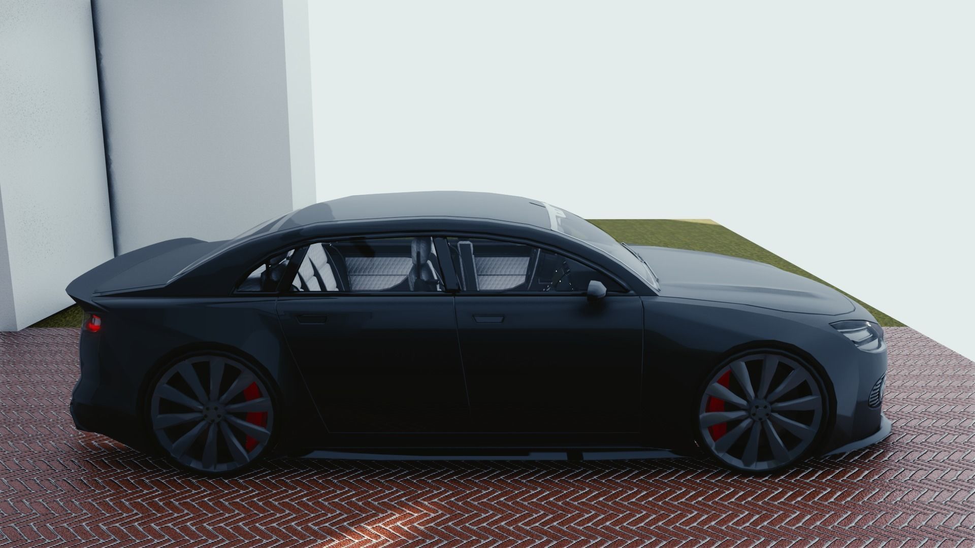 BLENDER EEVEE Brandless Small 4 door sedan Low-poly 3D model_1