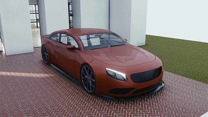 BLENDER EEVEE Brandless Mid Size 2 door sedan Low-poly 3D model
