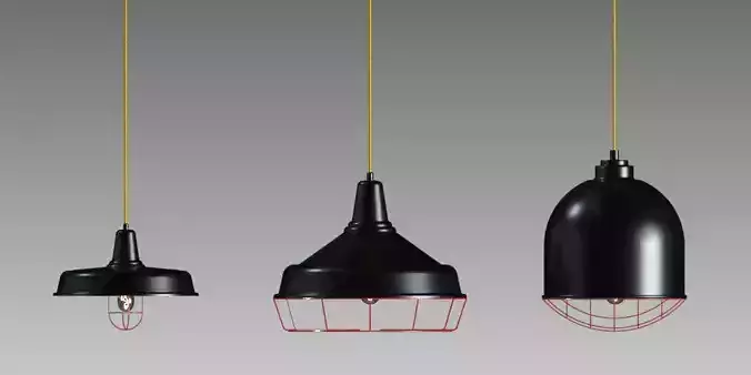 Industrial Lamp Light  Set Three Pieces 