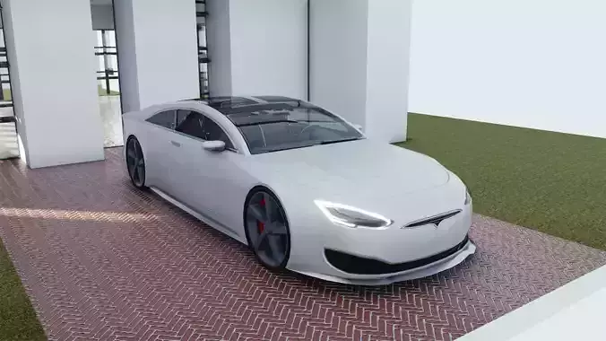 BLENDER EEVEE Brandless Extended Wheelbase 2 door coupe Low-poly 3D model