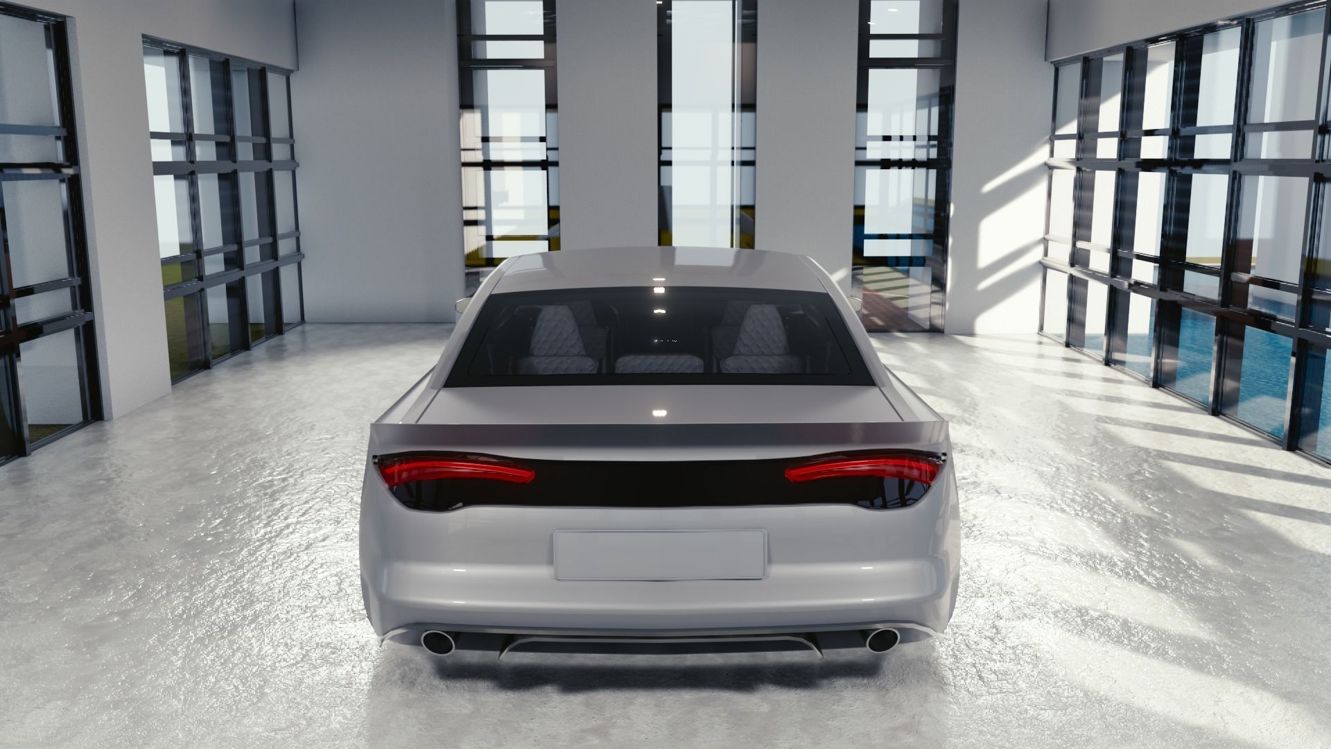 BLENDER EEVEE Brandless Small 2 door sedan Low-poly 3D model_5