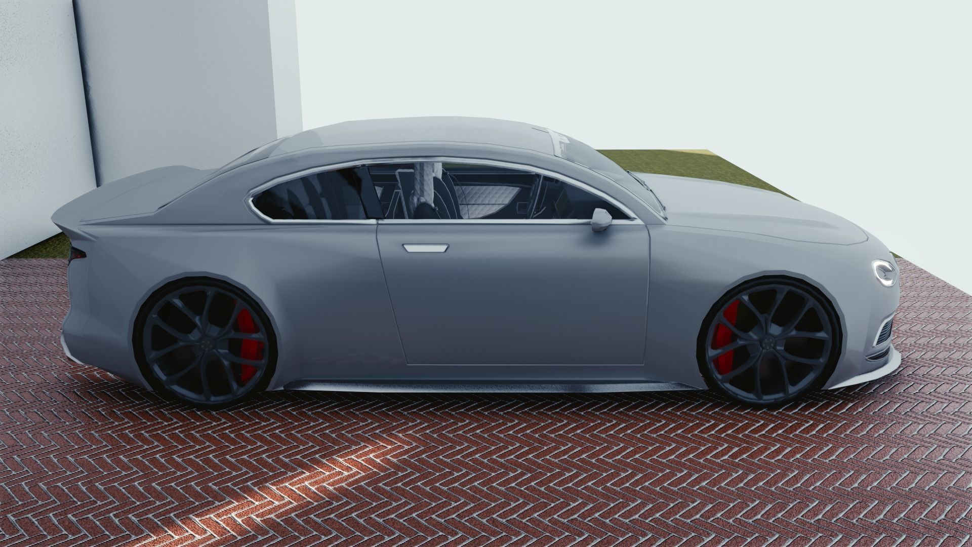 BLENDER EEVEE Brandless Small 2 door sedan Low-poly 3D model_1
