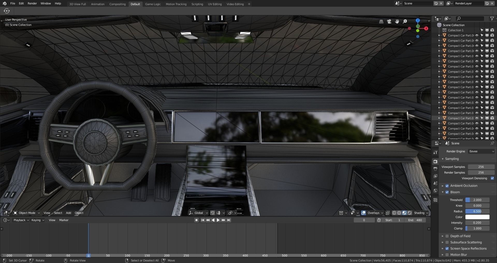 BLENDER EEVEE Brandless Small 2 door sedan Low-poly 3D model_14