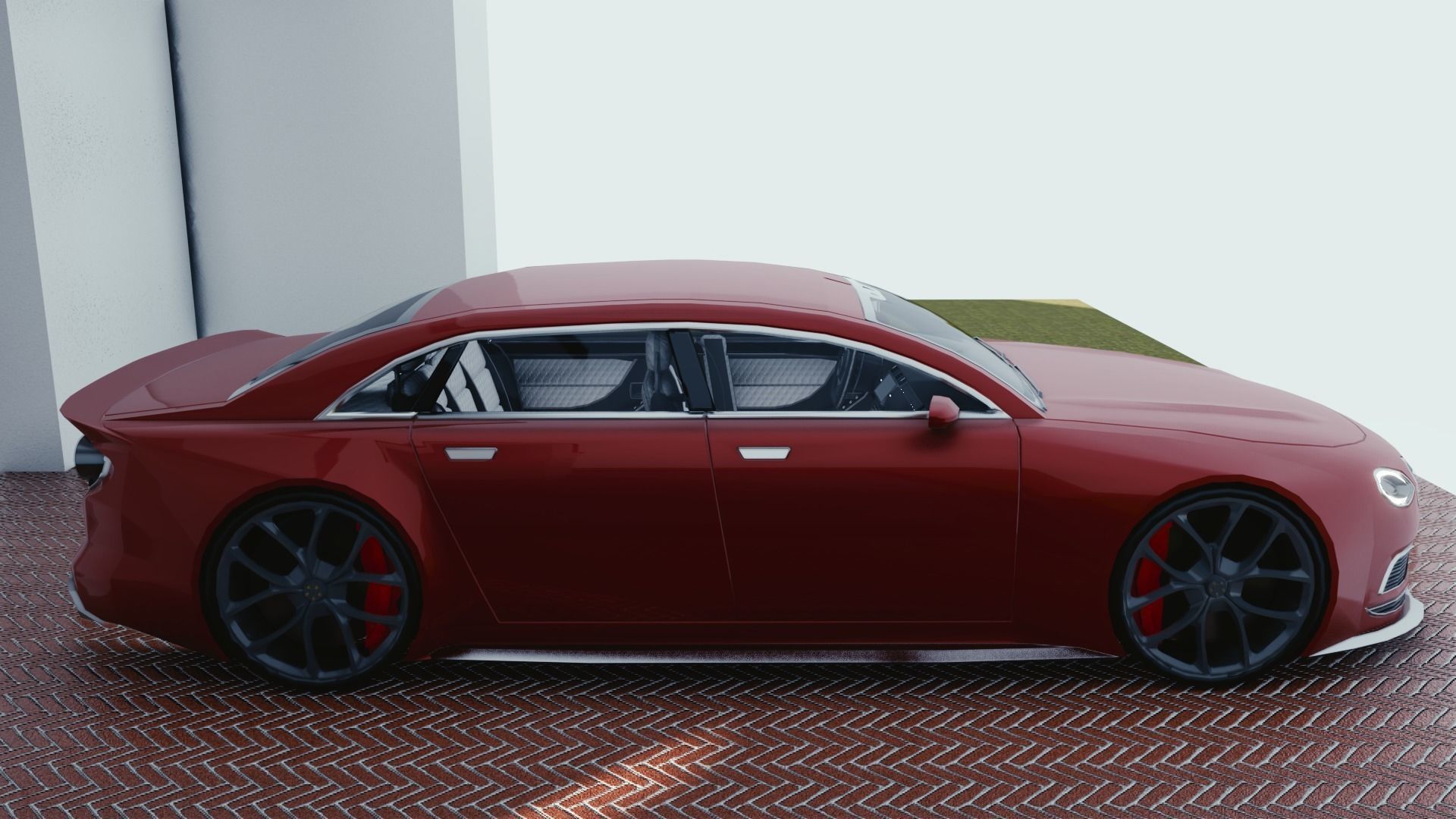 BLENDER EEVEE Brandless Mid Size 4 door sedan Low-poly 3D model_1