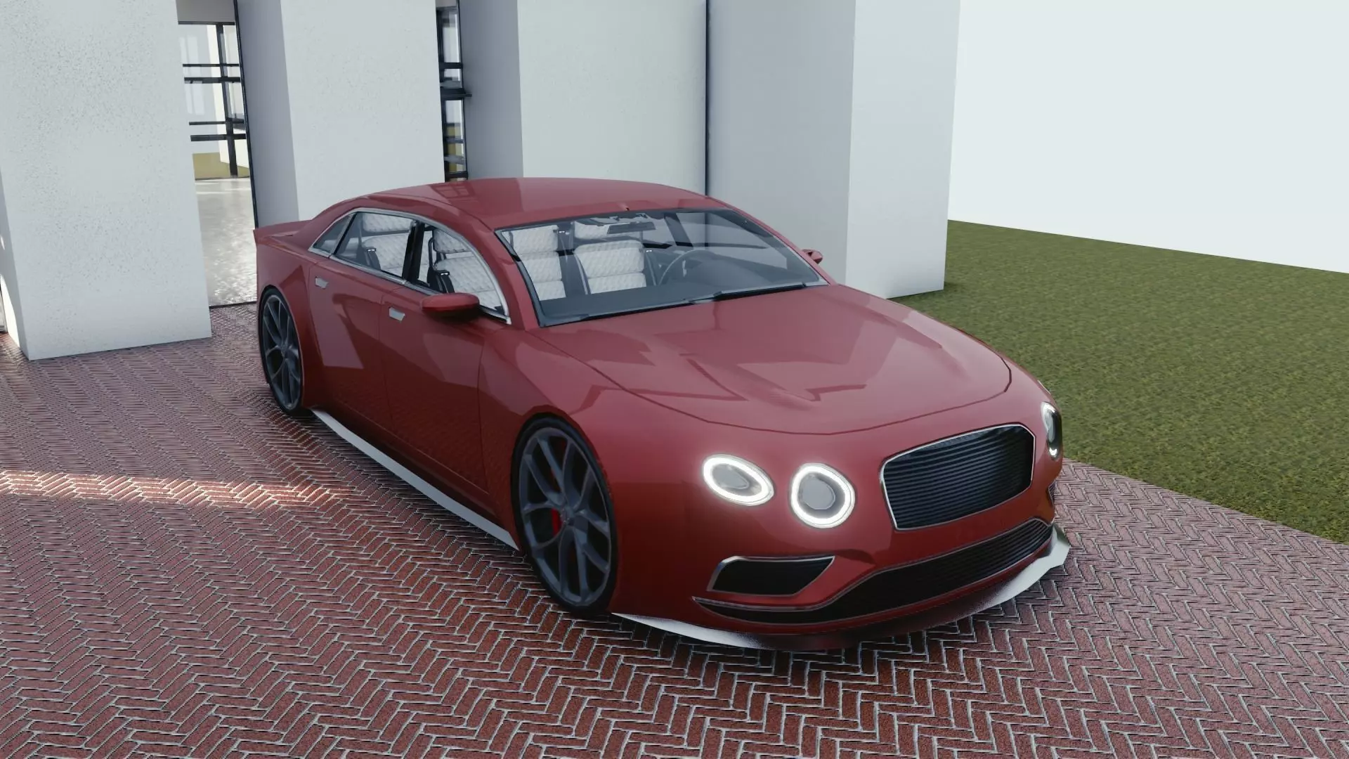 BLENDER EEVEE Brandless Mid Size 4 door sedan Low-poly 3D model_0