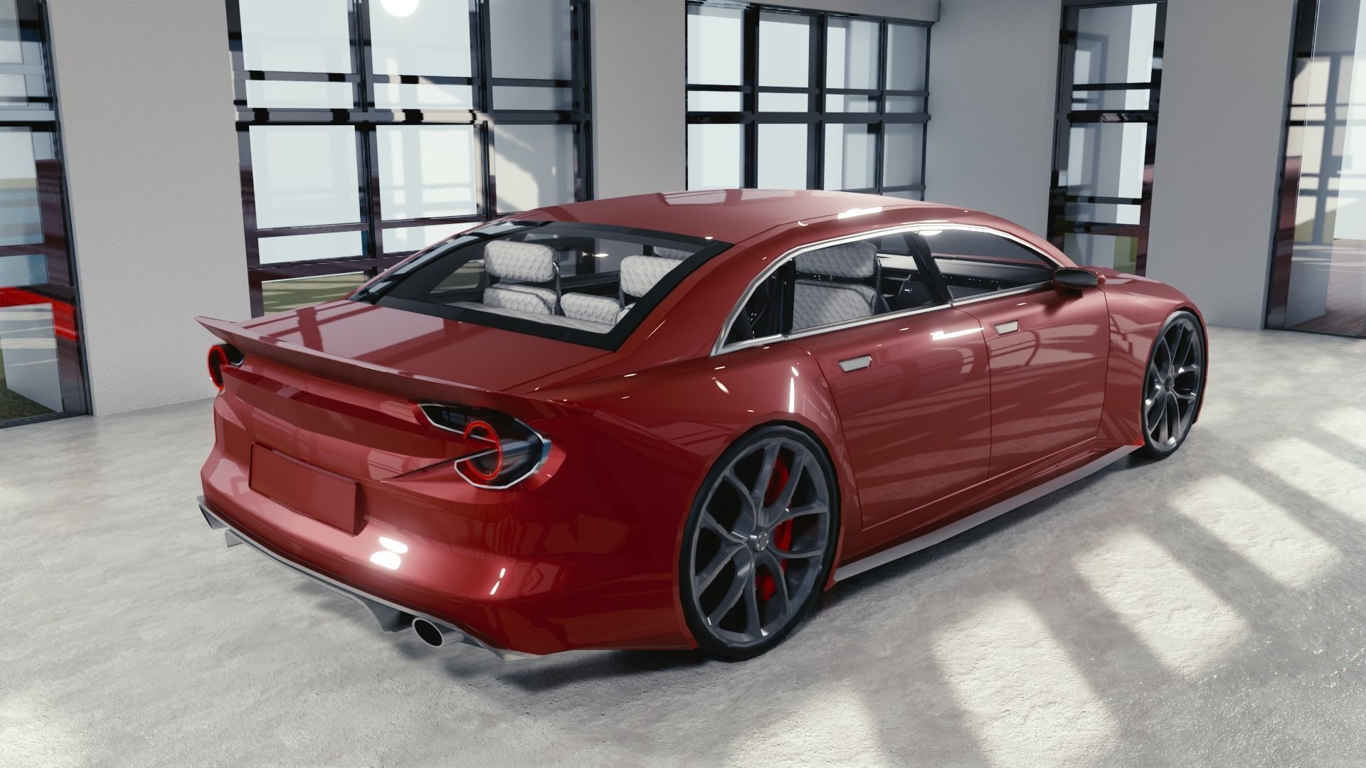 BLENDER EEVEE Brandless Mid Size 4 door sedan Low-poly 3D model_3