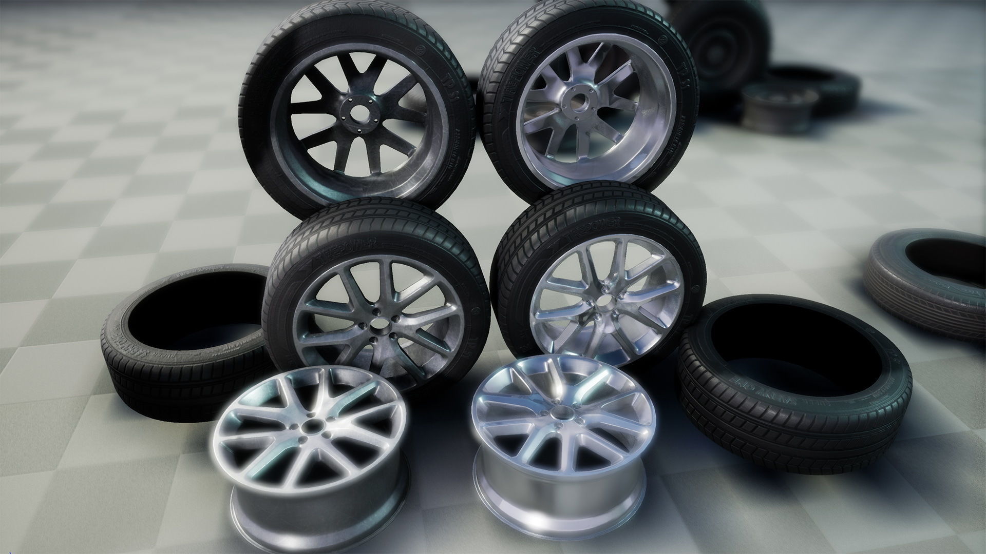 Wheels Mini Pack Low-poly 3D model_11
