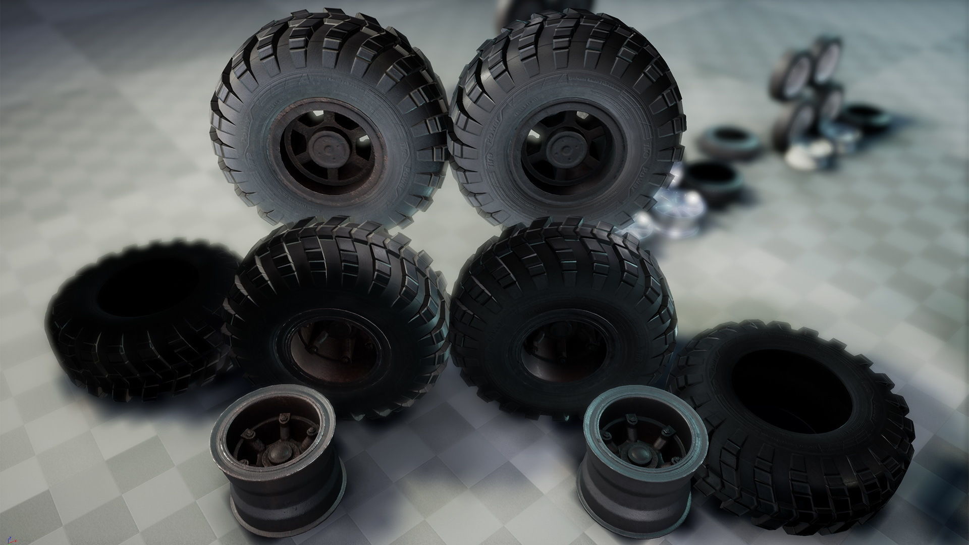 Wheels Mini Pack Low-poly 3D model_16