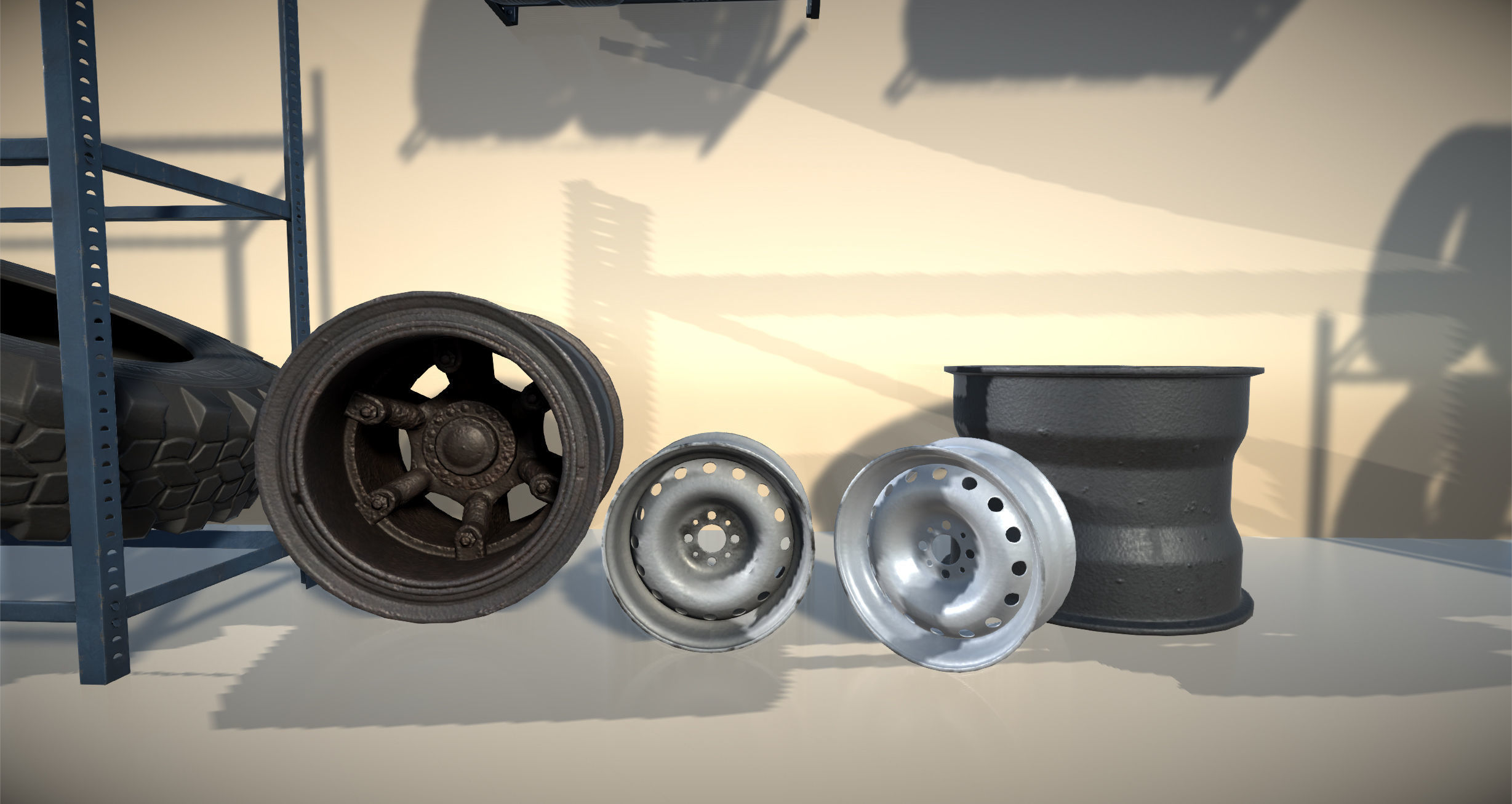 Wheels Mini Pack Low-poly 3D model_3