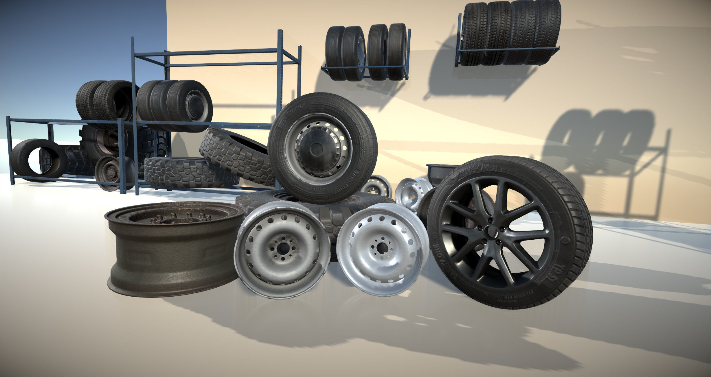 Wheels Mini Pack Low-poly 3D model_1