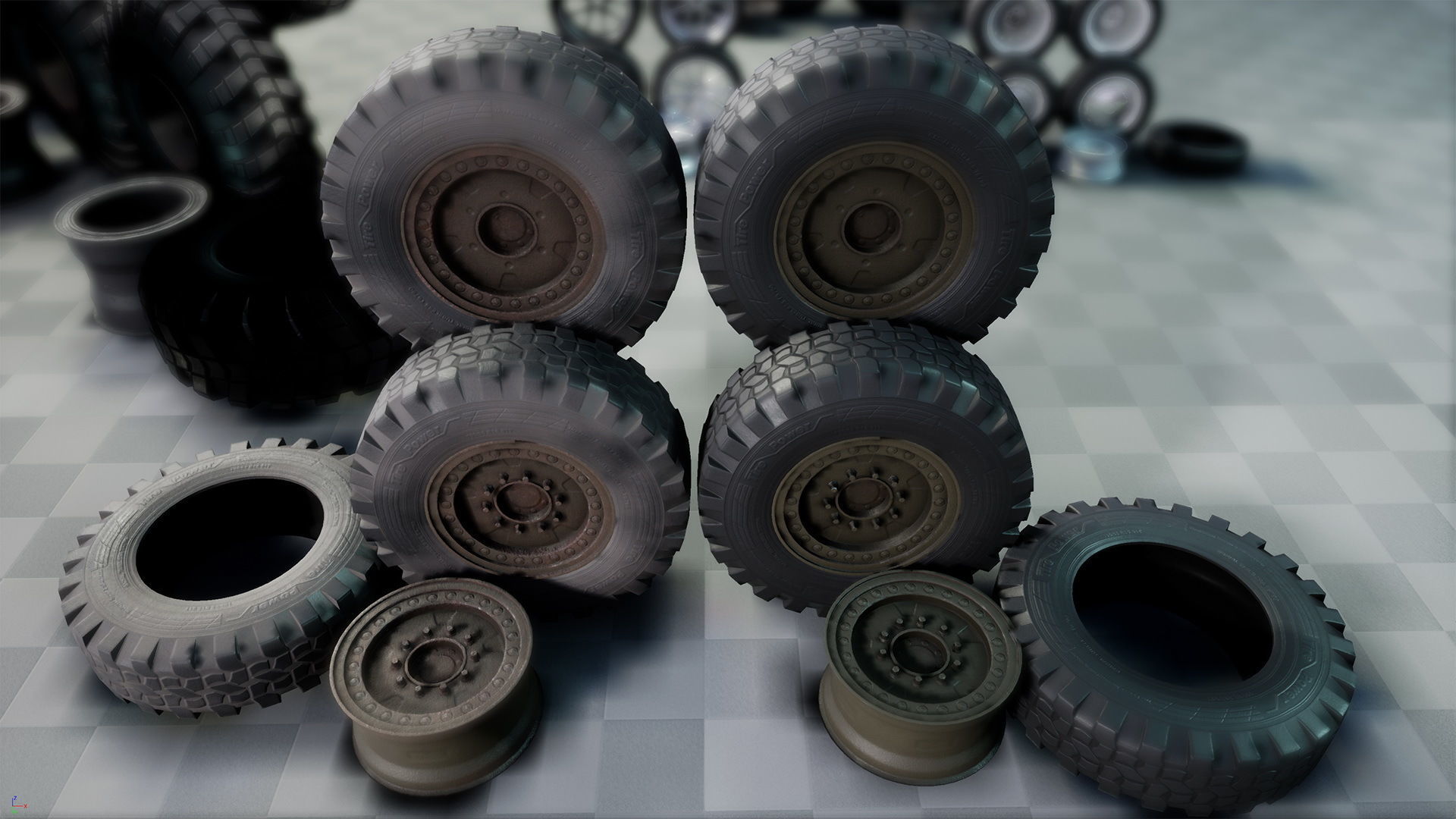 Wheels Mini Pack Low-poly 3D model_17