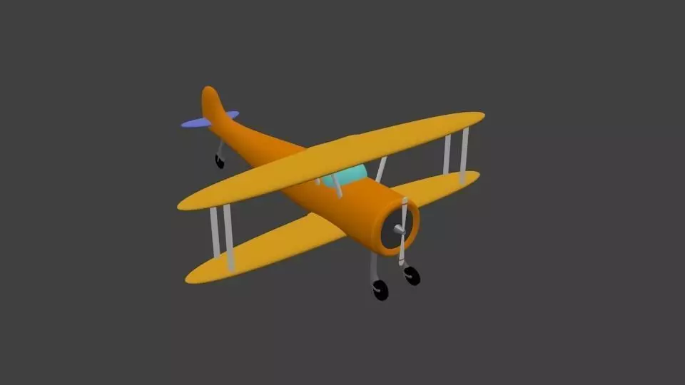 Airplane with a double wing Free low-poly 3D model