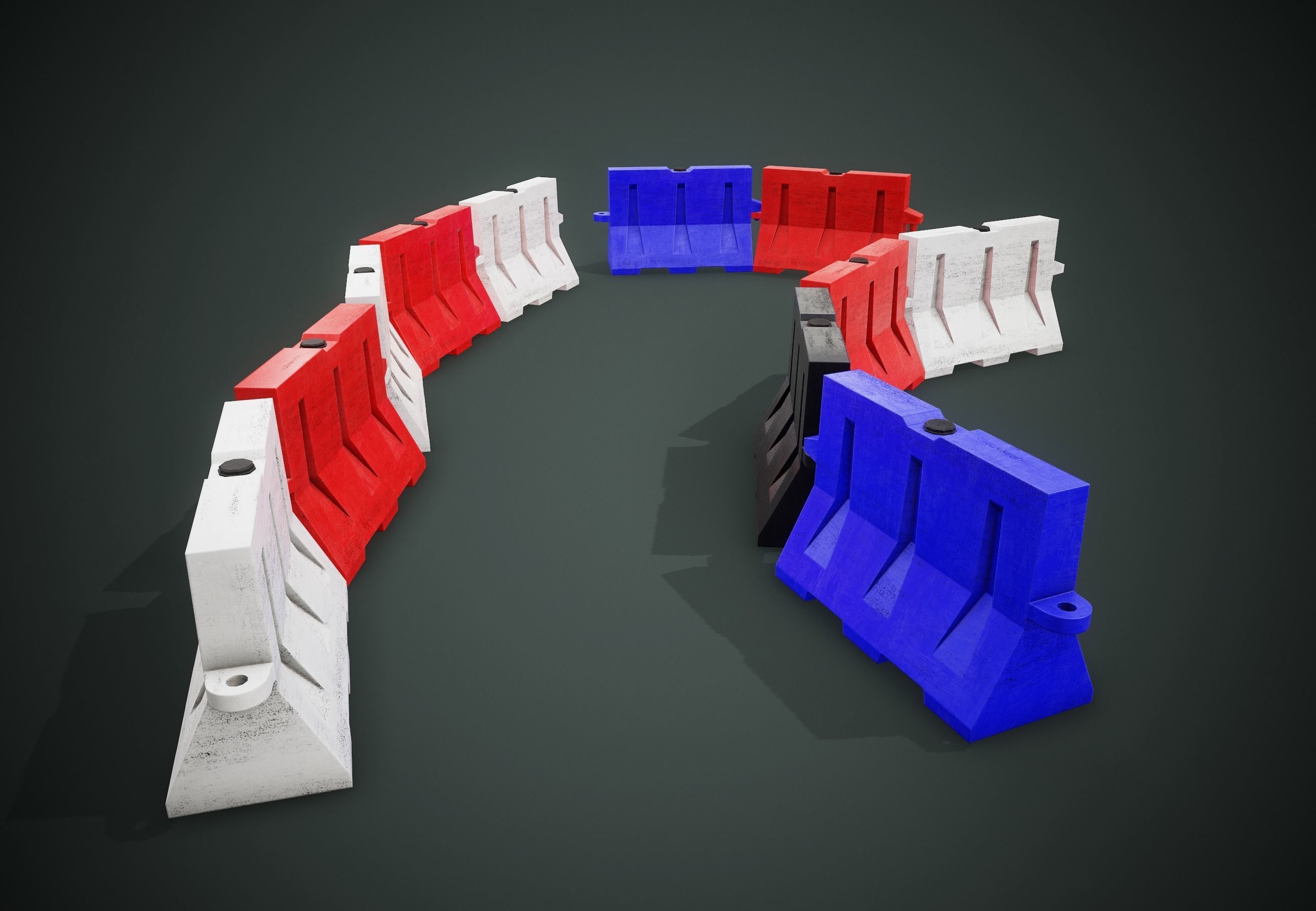 Minimal Used Traffic Barrier PBR Game Ready  Low-poly 3D model_8