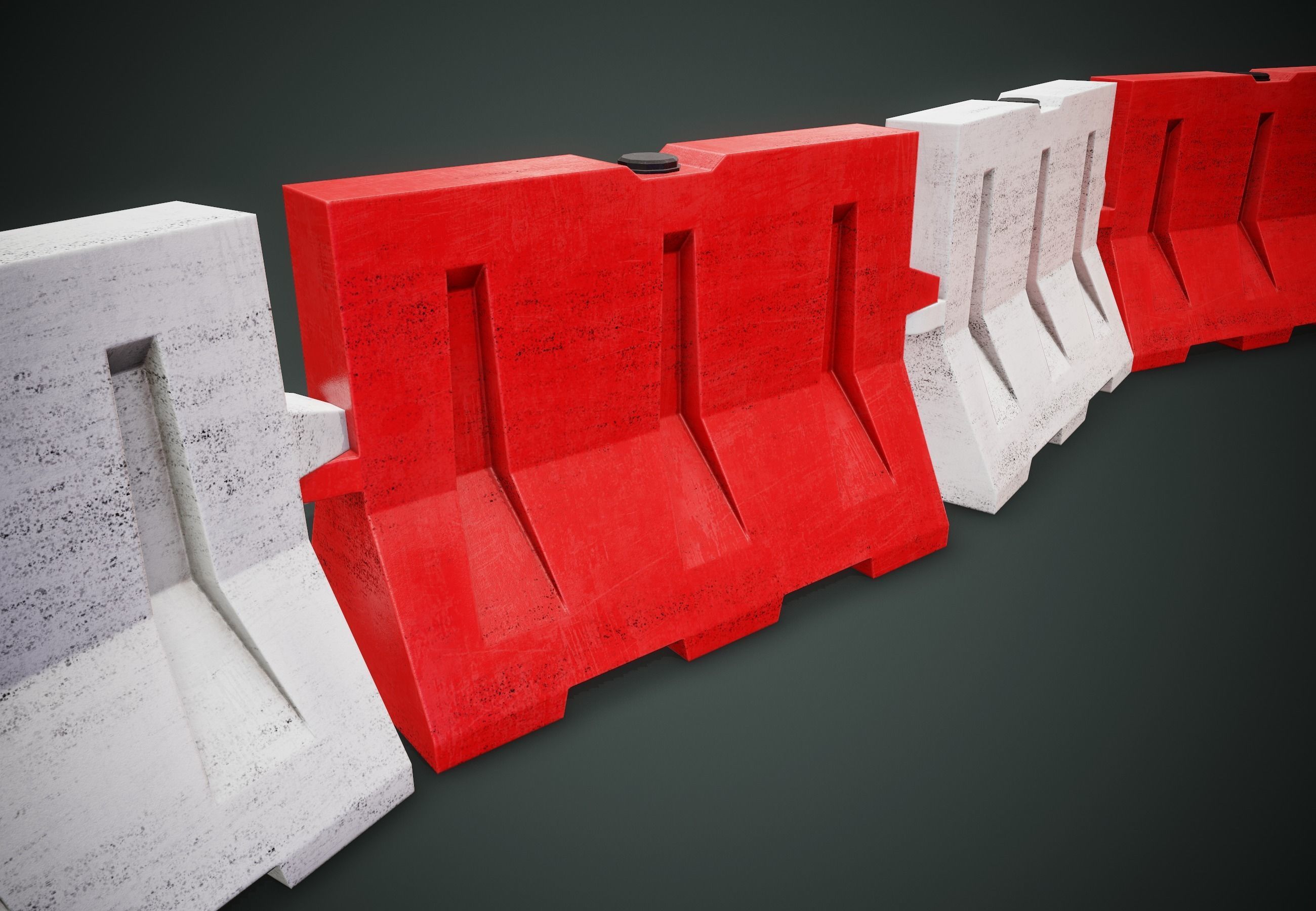 Minimal Used Traffic Barrier PBR Game Ready  Low-poly 3D model_6