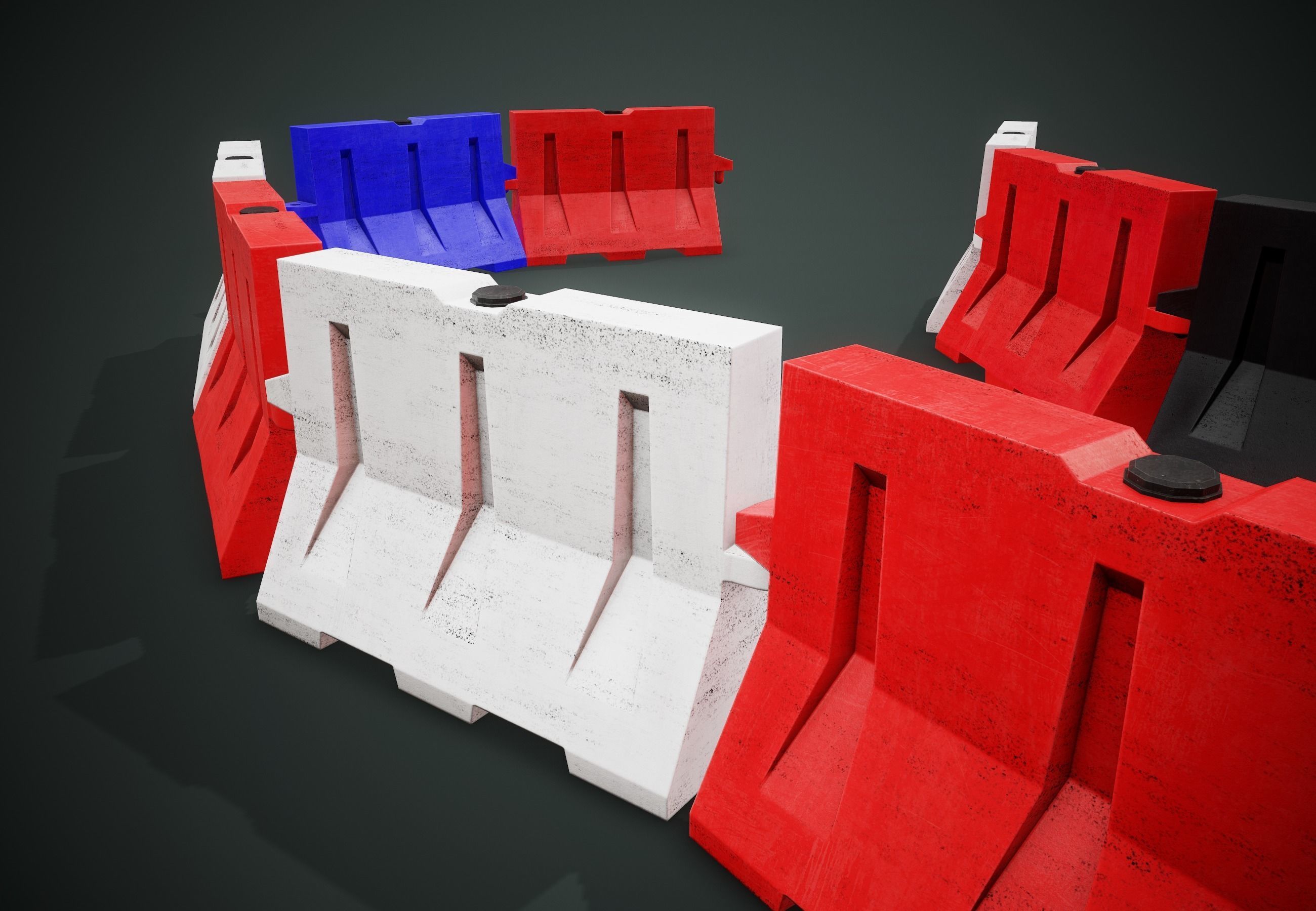 Minimal Used Traffic Barrier PBR Game Ready  Low-poly 3D model_7