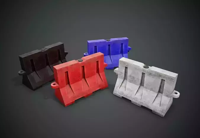Used Traffic Barrier PBR Game Ready 