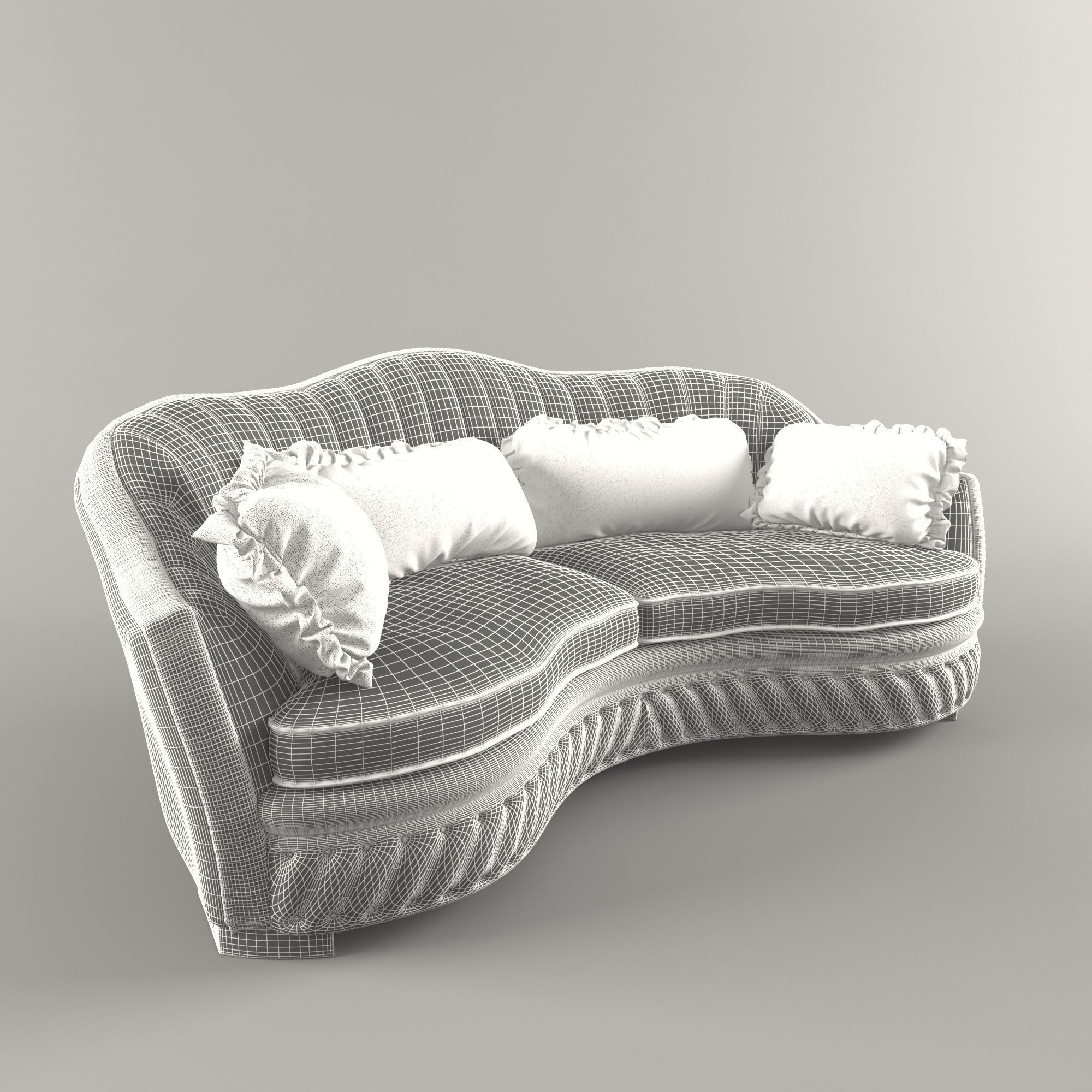 Green velvet sofa classic 3D model_7