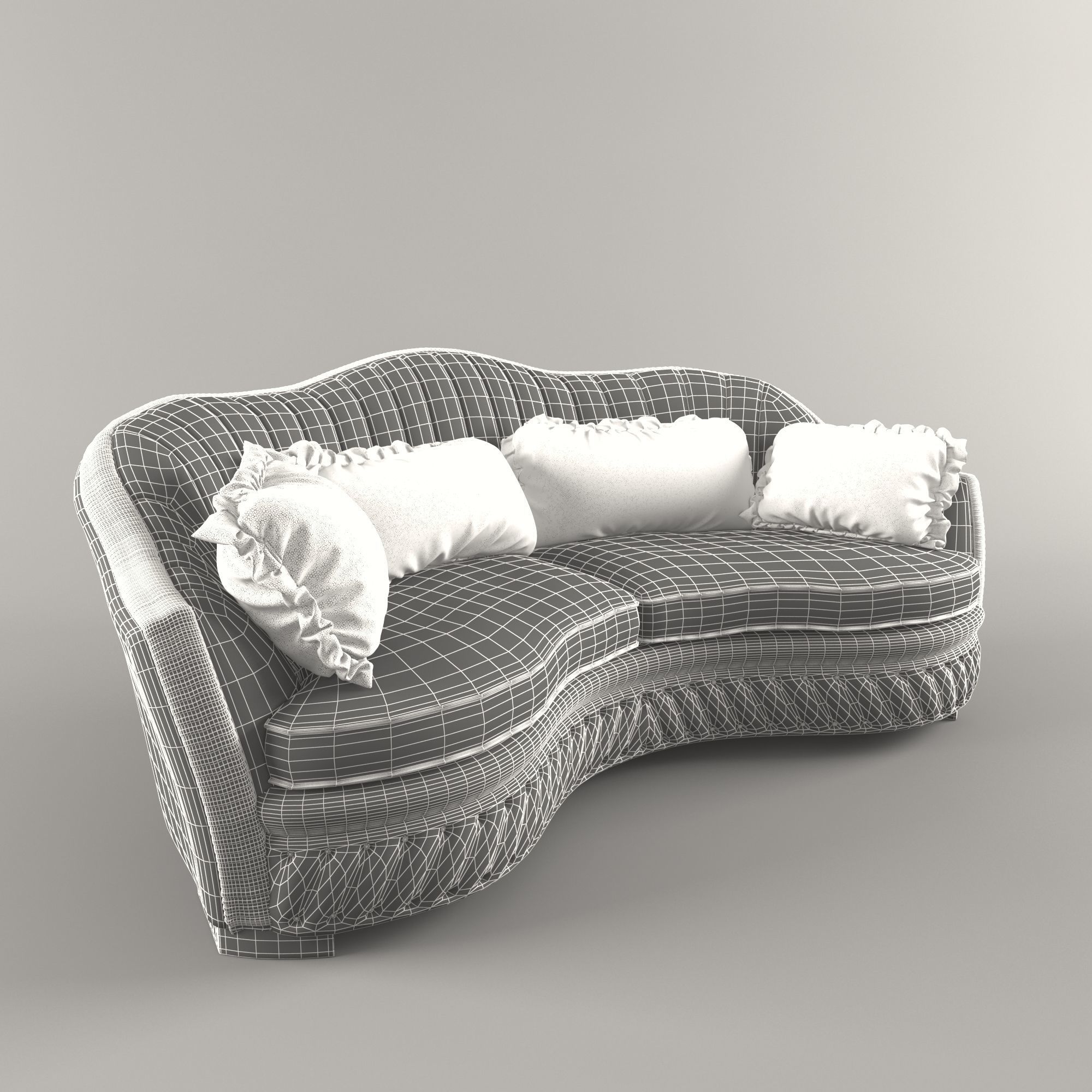 Green velvet sofa classic 3D model_6