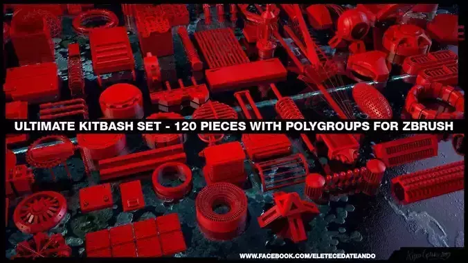 Ultimate Kitbash Set - 120 Pieces  3D model