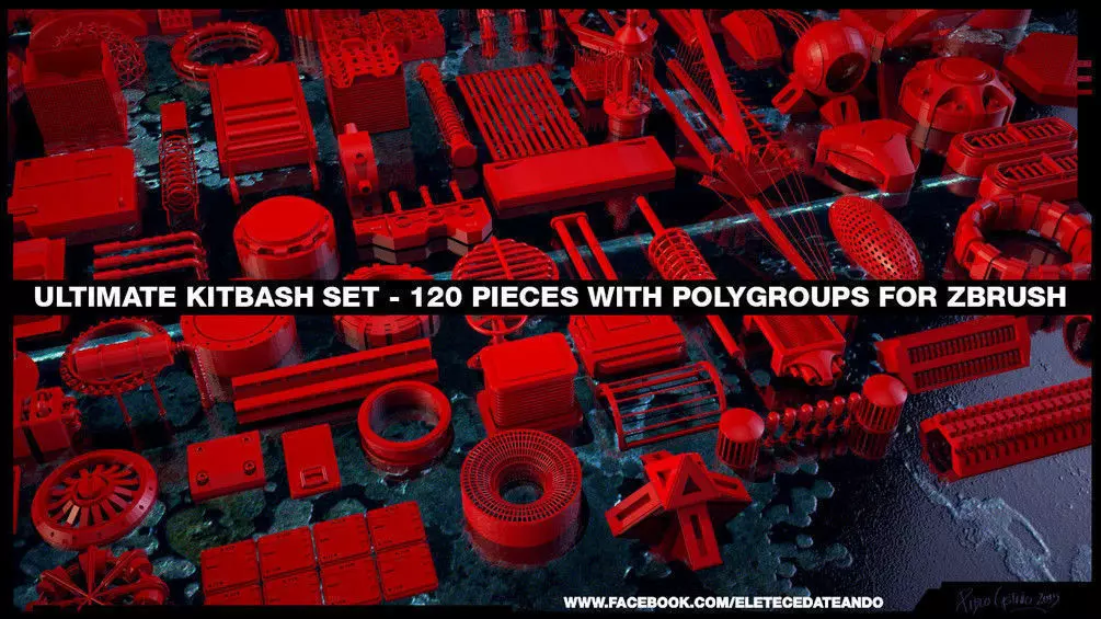 Ultimate Kitbash Set - 120 Pieces  3D model_0