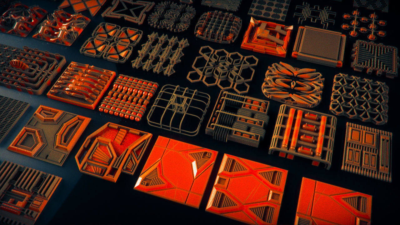 Walls - Floors - Fillers - Tubes Kitbash Set - 100 Pieces 3D model_2