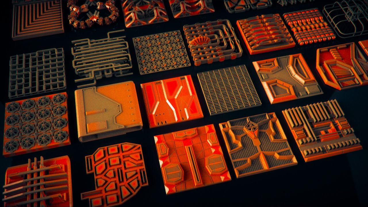 Walls - Floors - Fillers - Tubes Kitbash Set - 100 Pieces 3D model_1