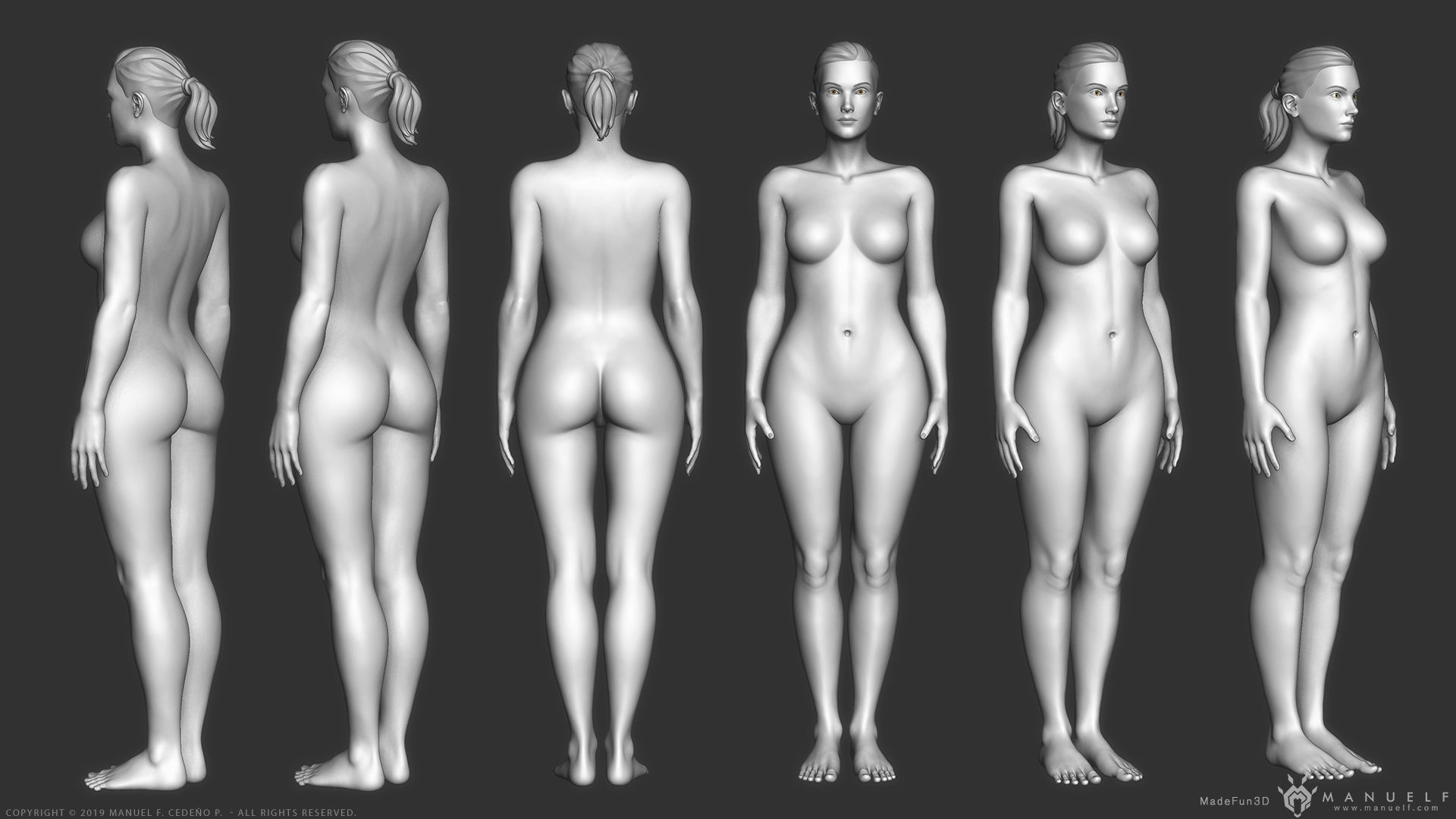 Human Character - Female and Male Basemesh Pack - Woman and Man 3D Model Collection_11