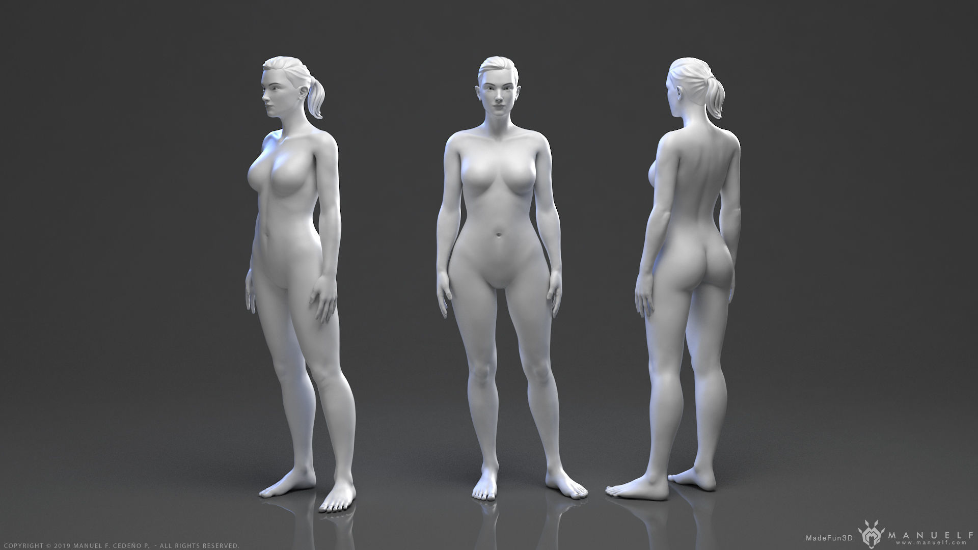 Human Character - Female and Male Basemesh Pack - Woman and Man 3D Model Collection_3