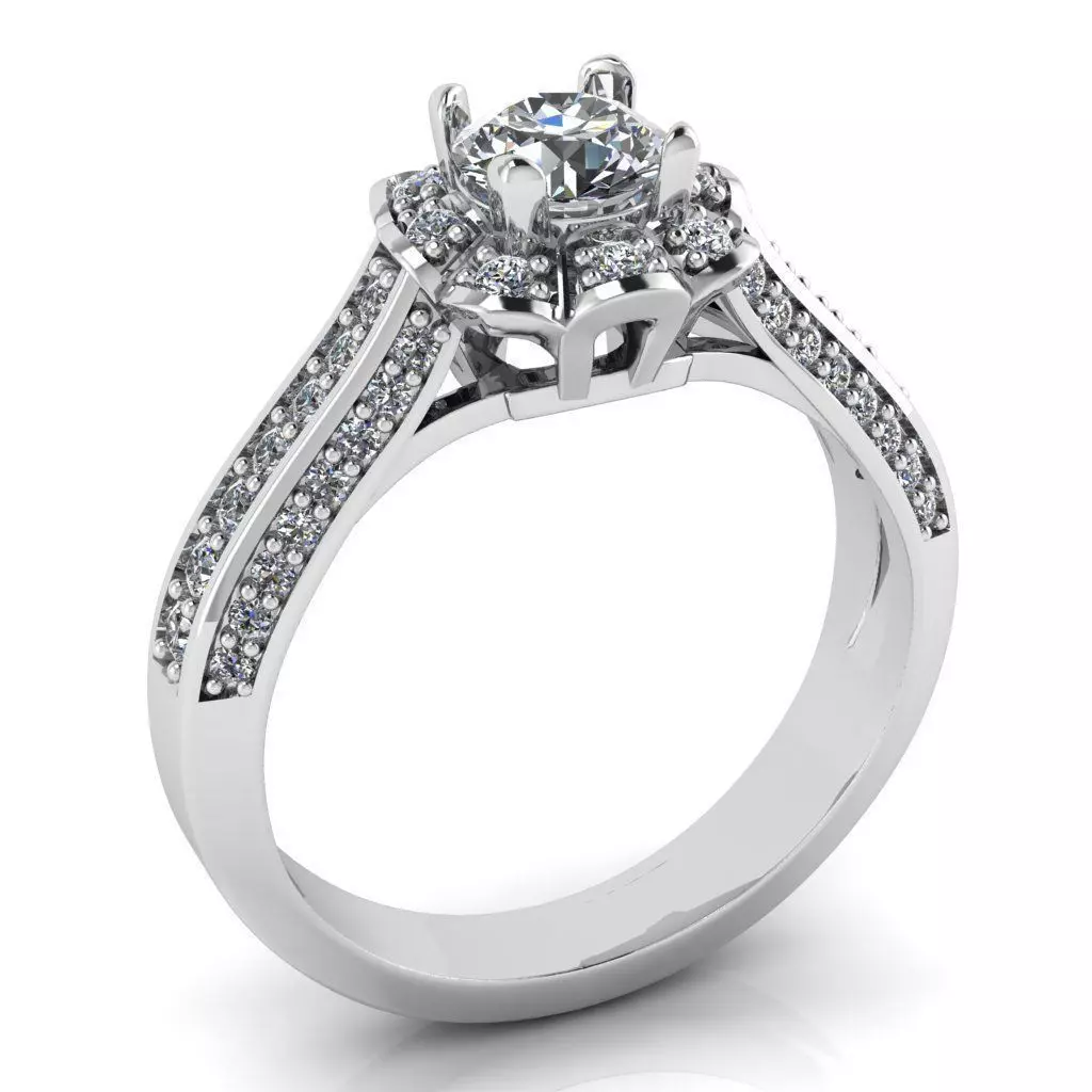 Flower engagement ring 3D print model