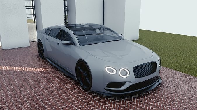 BLENDER EEVEE Brandless Mid Size 4 door coupe Low-poly 3D model