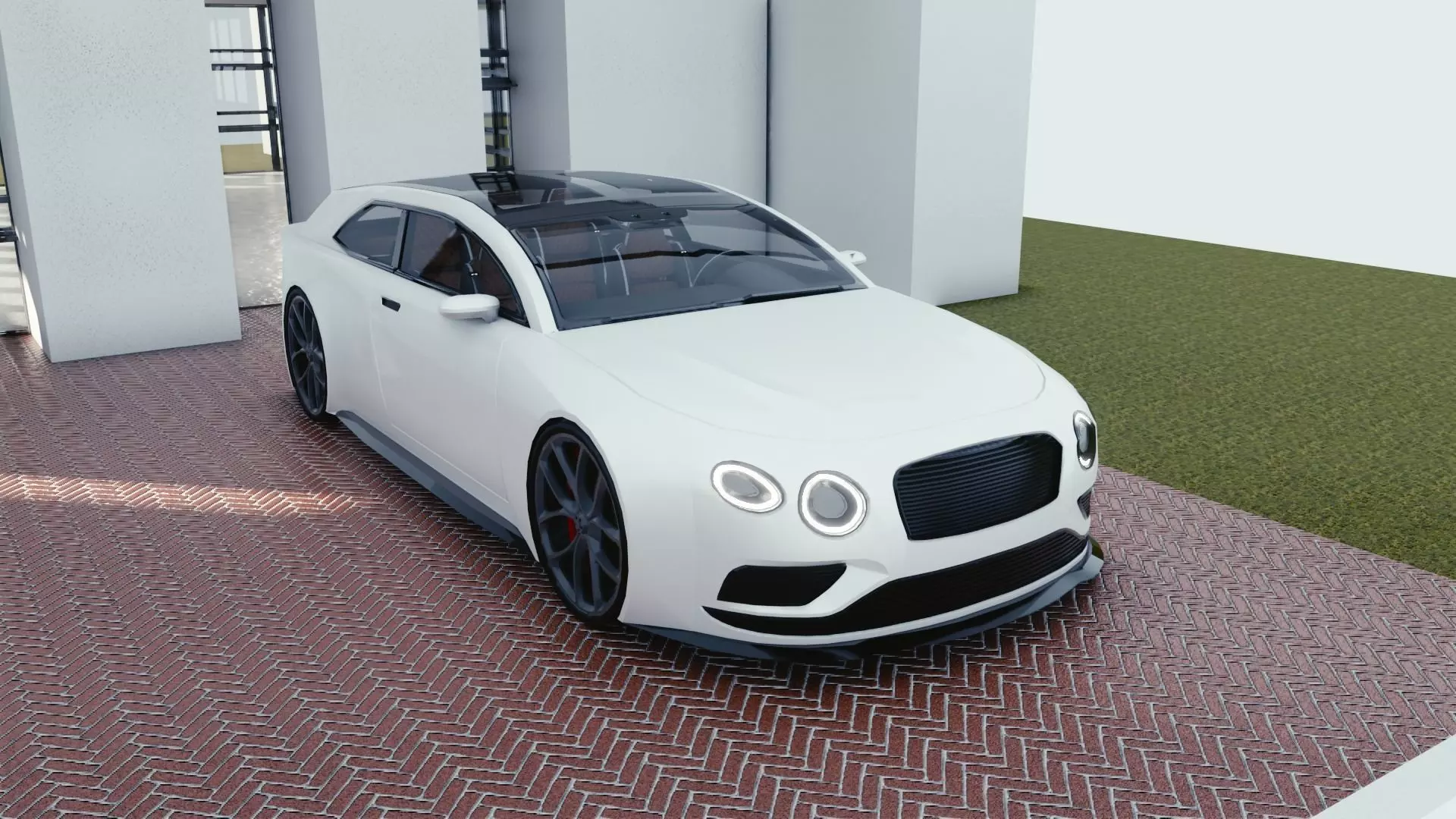 BLENDER EEVEE Brandless Mid Size 2 door shooting brake Low-poly 3D model_0