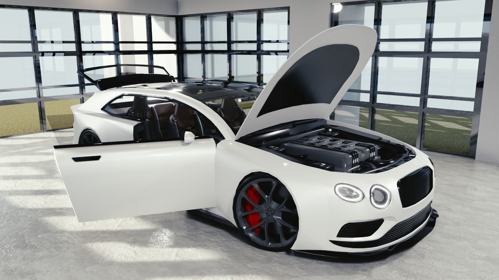 BLENDER EEVEE Brandless Mid Size 2 door shooting brake Low-poly 3D model_10
