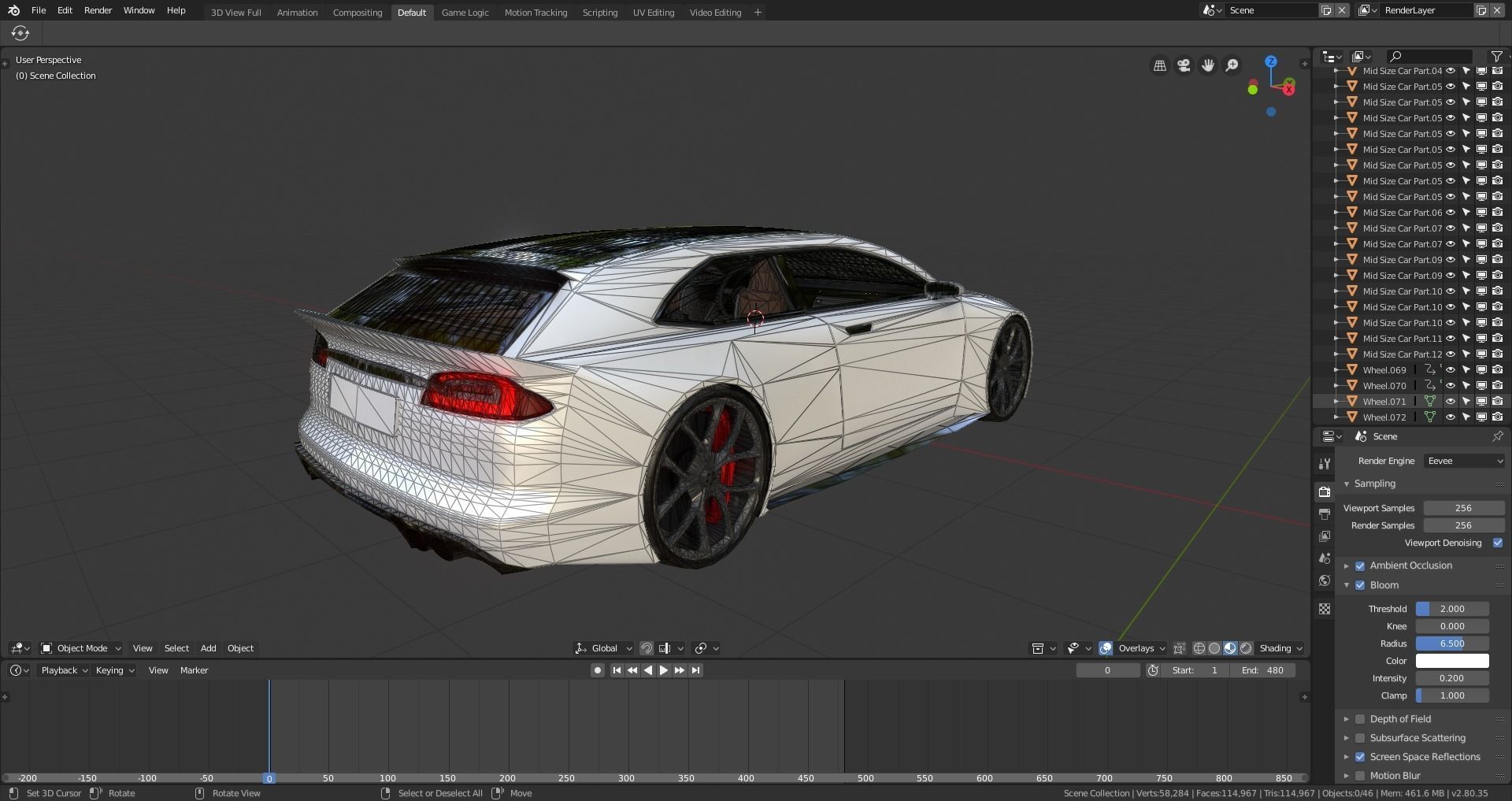 BLENDER EEVEE Brandless Mid Size 2 door shooting brake Low-poly 3D model_13