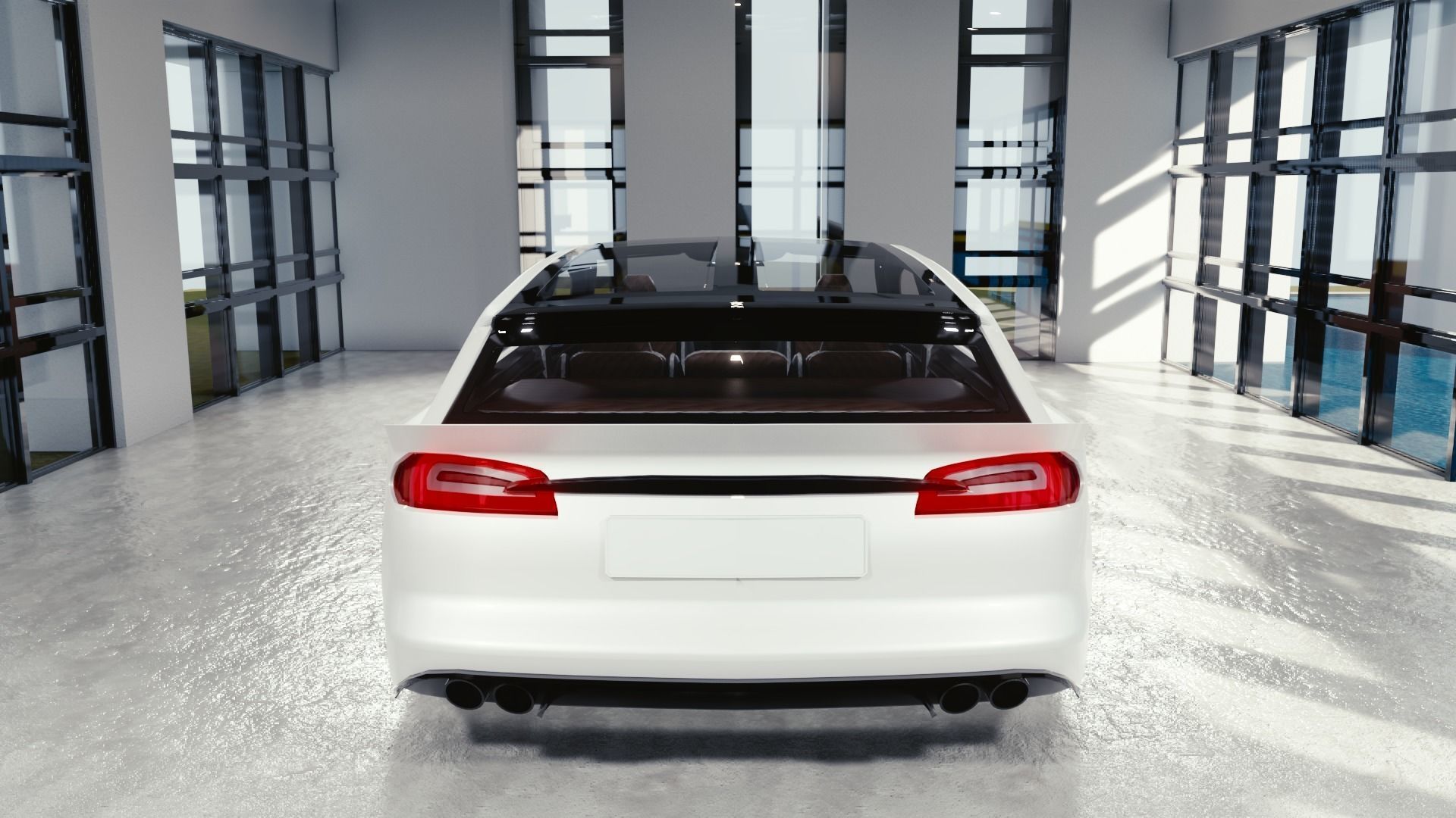 BLENDER EEVEE Brandless Mid Size 2 door shooting brake Low-poly 3D model_5