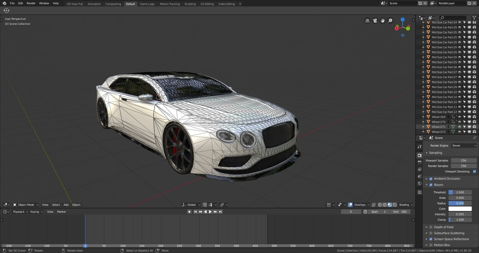 BLENDER EEVEE Brandless Mid Size 2 door shooting brake Low-poly 3D model_12