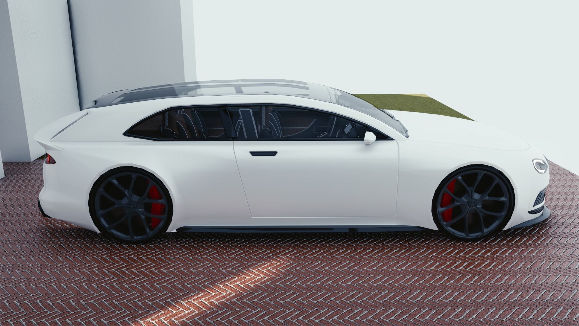BLENDER EEVEE Brandless Mid Size 2 door shooting brake Low-poly 3D model_1